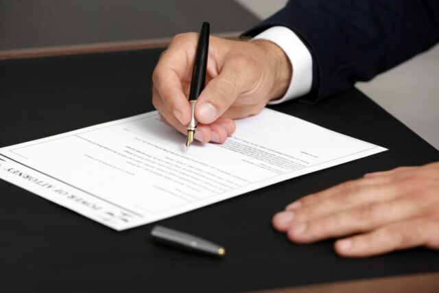 hand signing document