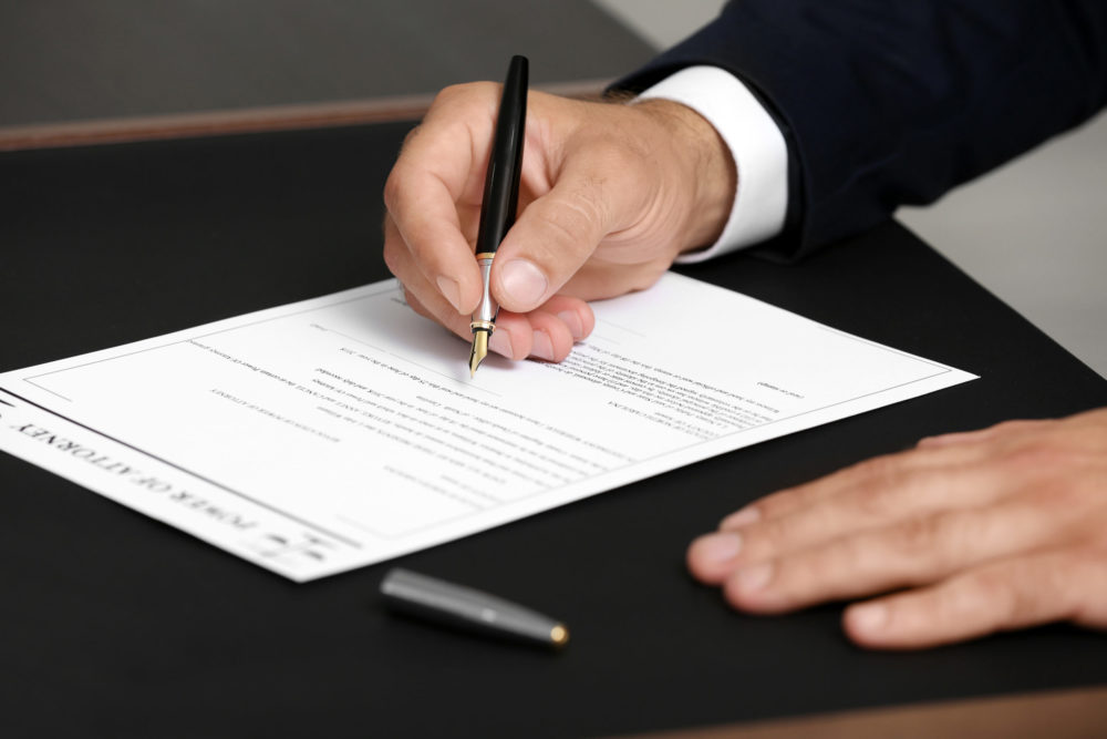 hand signing document