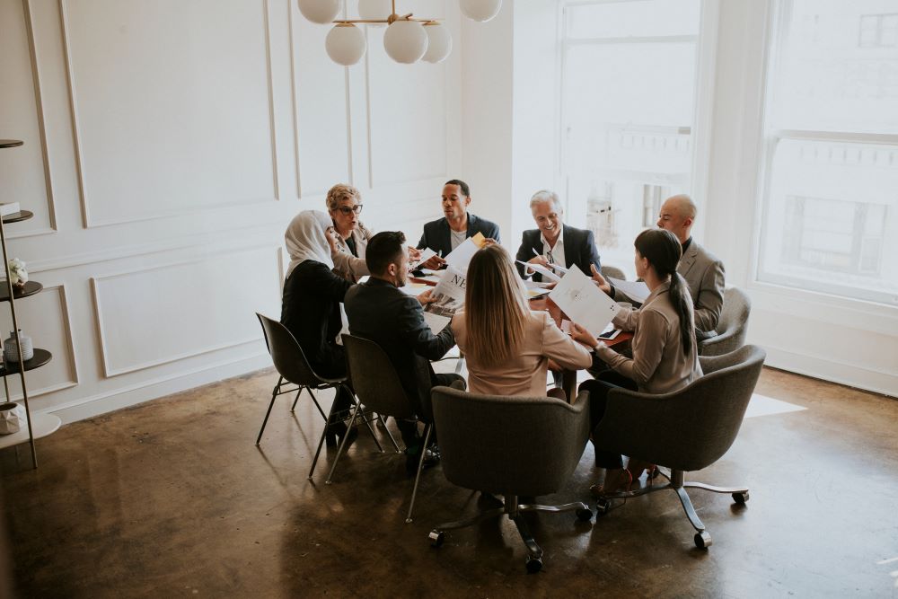 business people discussing succession plan